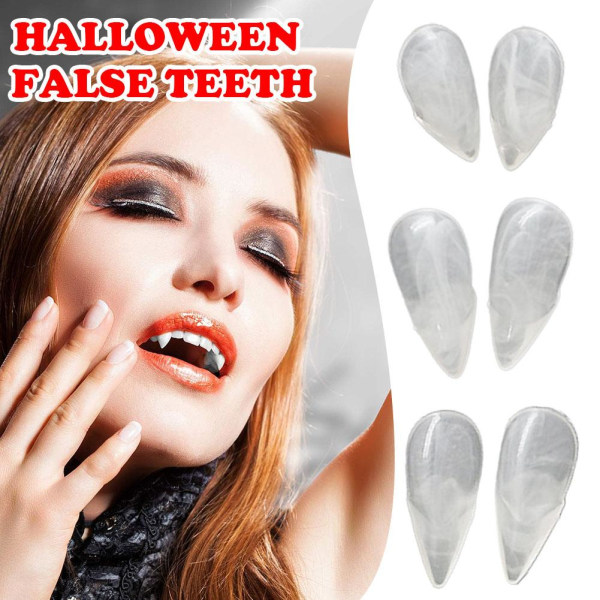 NYHET Vampyr-Tänder Fake Fangs Protes Halloween rekvisita Kostym Glu 19mm one-size