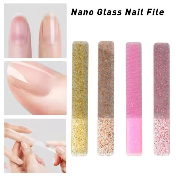 Nano Glas Nagelfil Sandpapper Polerande Buffer Block Nagelfil Manikyrverktyg C 1pcs