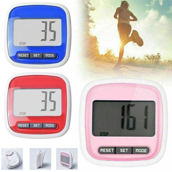 Digital stegräknare för promenader stegräknare med klämma stor skärm pink onesize