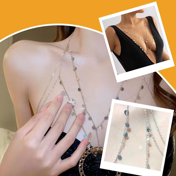 Sexig Rund Paljett Halsband Trend Kroppskedja Bröstkedja Dekoration