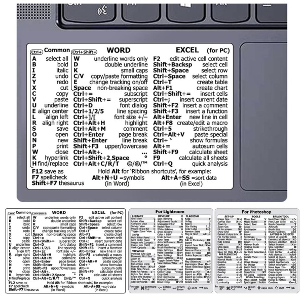 Snabbreferens Klistermärken för kortkommandon, tangentbord för bärbar dator For word excel 1pcs