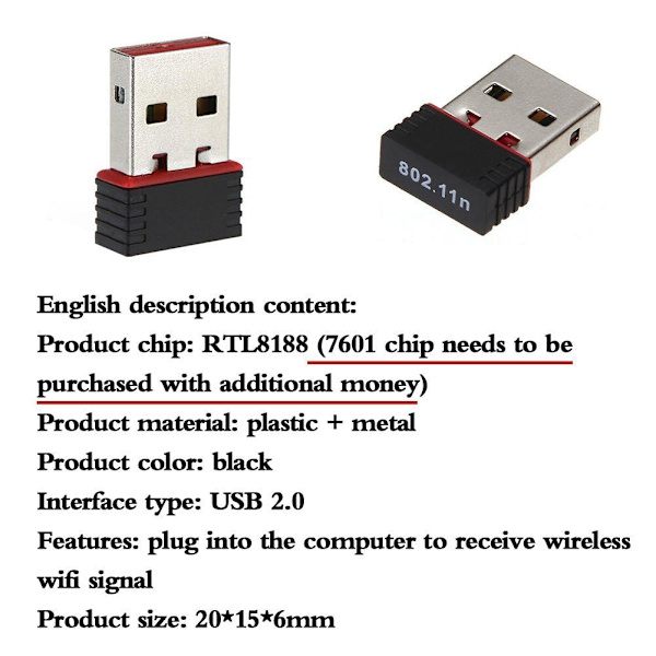 USB2.0 WiFi Trådlös Adapter Mini Nätverksdongel Adapter 150Mbps 802.11n P4W5