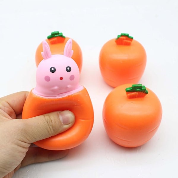 Kläm Fidget Leksak Mjuk TPR Dekompressionsleksak Morot Kanin Fidget Klämleksak X0R4
