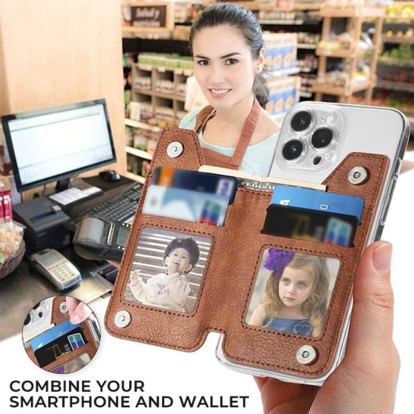 Plånbok Kreditkortshållare Ultratunn telefonväska Självhäftande dragkedja black one-size