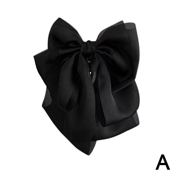 Dam Tjej Retro Elegant Chiffong Spets Stor Rosett Hårklämma Slips Q9O6 Black onesize