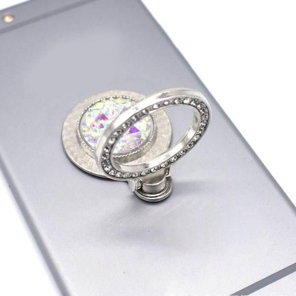 Finger-Ring Grip Mobiltelefon Hållare Stativ Tillbehör Diamond Mirr silver One-size