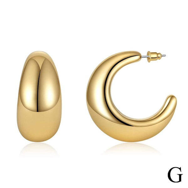 Guld Tjock Puff Hoop Örhängen Mode Hoops Creoles Pläterad Large Gold Style  4 8e86 | Gold Style 4 | Fyndiq