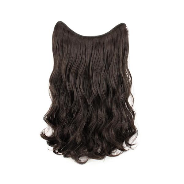 Lång lockig och vågig peruk för kvinnor dam/ brown black 45CM