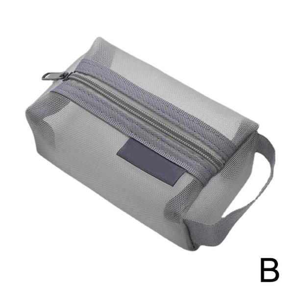 2024 Bärbar Fyrkantig Mesh Förvaringsväska Smink Kosmetikväska UK Ny L4Z5 grey 11*7*5cm