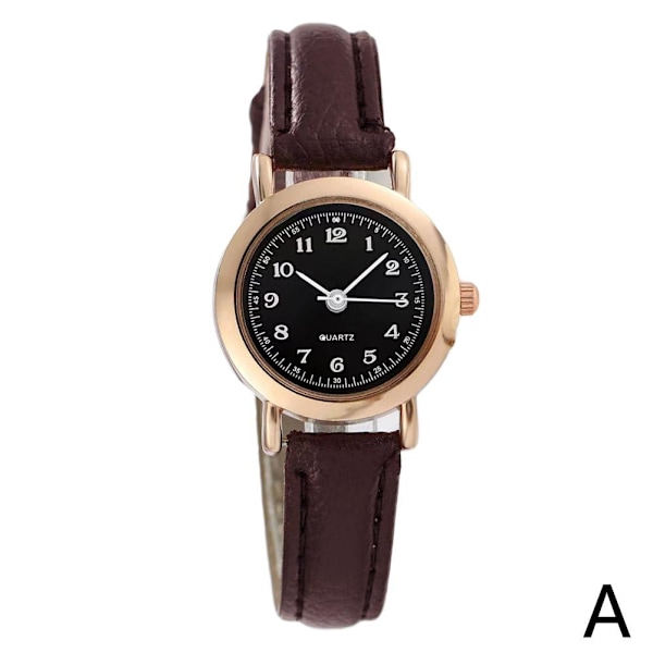 Ny Vintage Quartz Klocka Rund Urtavla Klocka Casual Bälte Quartz Pu Rem Klocka Läder B9G6 White Black