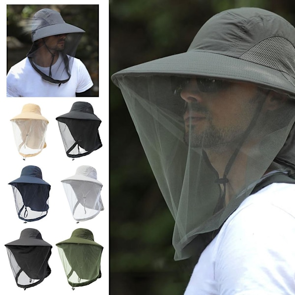 Fiskehatt för utomhusbruk med nätmask, myggsäker och solskydd Navy blue 1pc