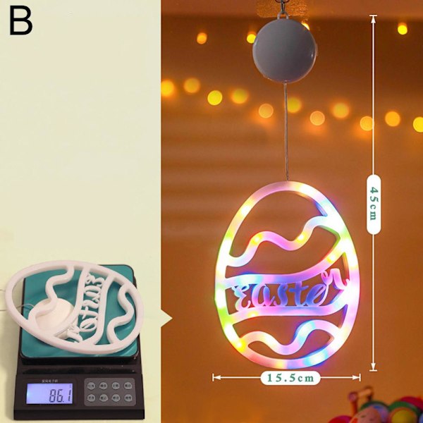 1 st Påskfönsterlampor Hängande Kanin Inomhus LED Sugkopp H egg Colorful light