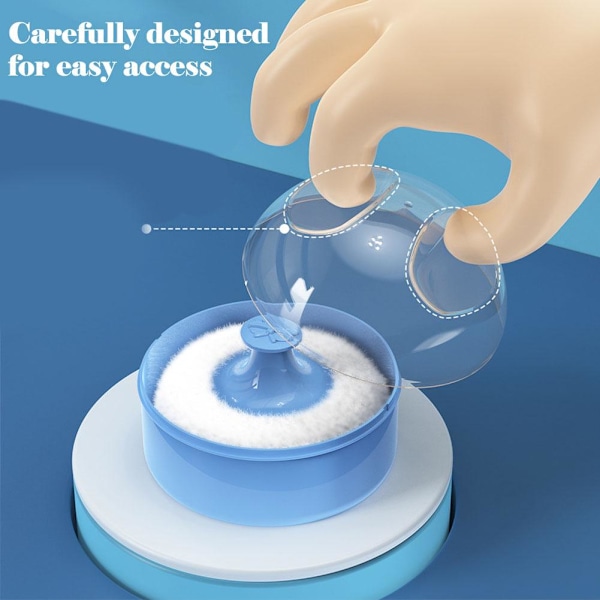 Talkpuder Puff med Box Fodral Behållare Baby Mjuk Ansikte Kropp Puff Puder Z6U2 Blue 1set