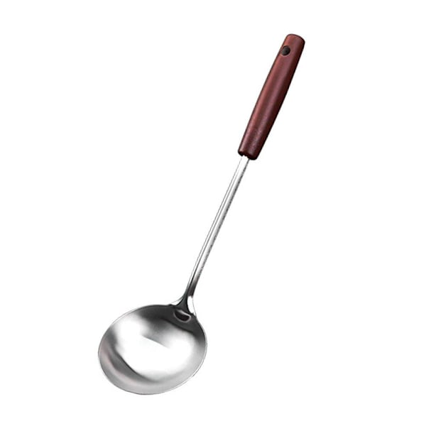 Rostfritt stål trähandtag spatel, soppslev, wokpanna spoon One size