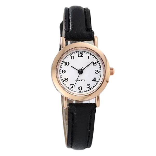 Ny Vintage Quartz Klocka Rund Urtavla Klocka Casual Bälte Quartz Pu Rem Klocka Läder B9G6 White Black