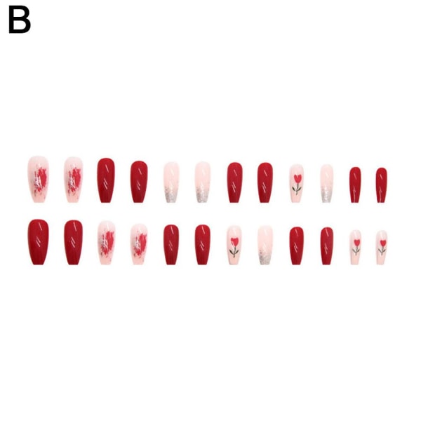 24st Nail Art Fake Nails DIY Fake Nail French Bling Finger Nail 2 one-size
