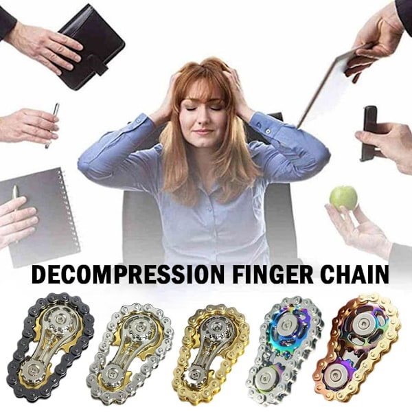 Kugghjul Svänghjul Fingertopp Gyro Kedjor Fidget Spinner Met golden-golden 1pcs