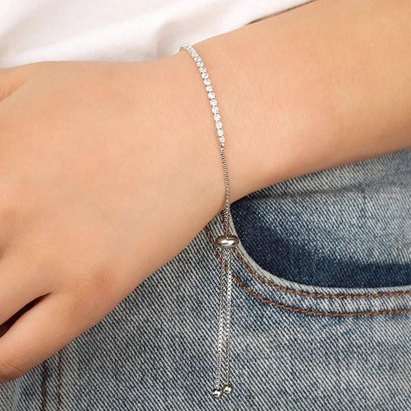 Justerbart armband med infällbar klo och kedja för kvinnor, guld- och silverfärg, enkelt armband Z7Q9 Golden One size
