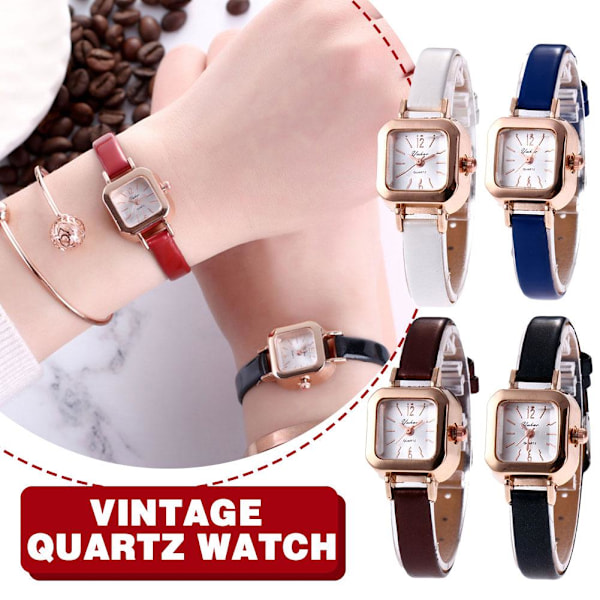 Ny Modeklocka Koreansk Version Retro Quartz Klocka Tunt Band Sm Red One size