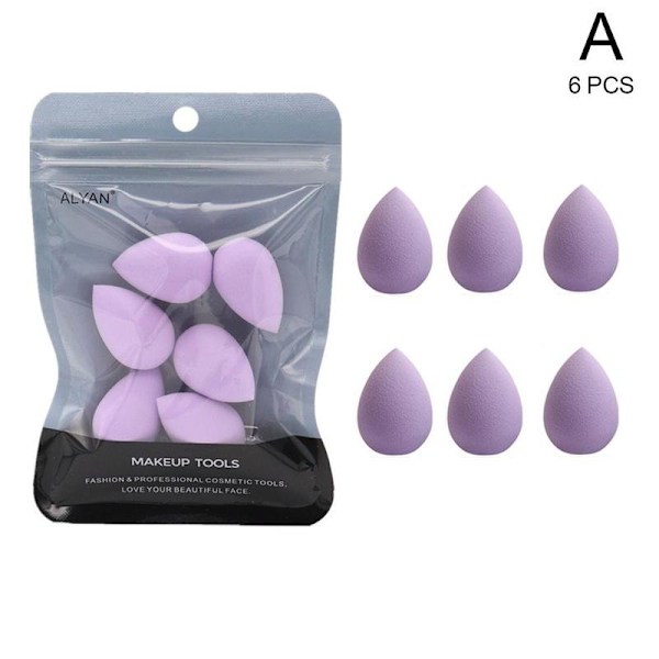 Mini Smink Svamp, Flerfärgad Smink Svamp, Liten Skönhetssvamp purple 6PCS