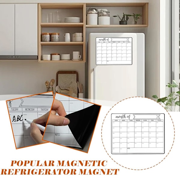 Whiteboardkalender för kylskåp, månadsvis och veckovis S3A3 A 1pcs