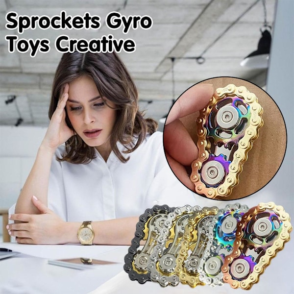Kugghjul Svänghjul Fingertopp Gyro Kedjor Fidget Spinner Met golden-golden 1pcs