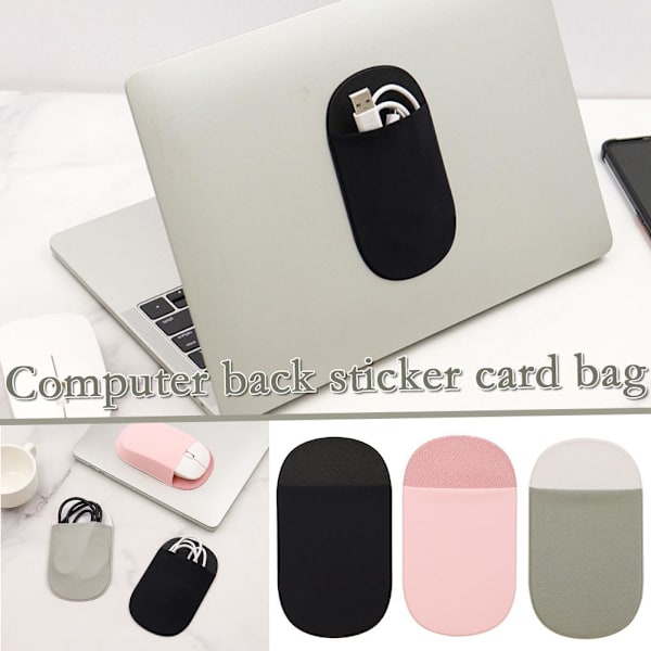 Universell mushållare för bärbar dator, återanvändbar självhäftande musficka black 1pcs