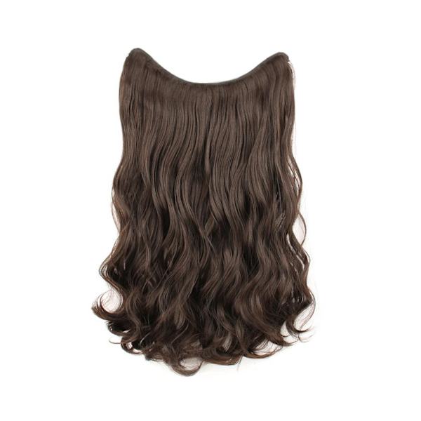Lång lockig och vågig peruk för kvinnor dam/ brown black 60CM