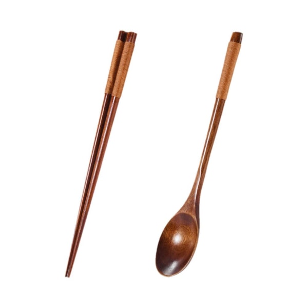 1 st träpinnar sked bärbar bambu och ätpinnar Set O Lotus wood spoon onesize