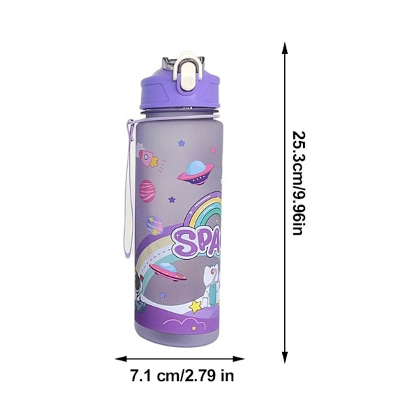 Sommar Tecknad Astronaut Frostat Vattenflaska Studsande Lock Sugrörskopp, 800ml I5 pink 800ml
