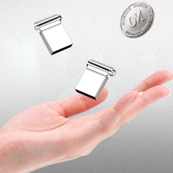 weiyufang Mini USB Flash Drive Bärbar Memory Stick Metal Pen D silverE 64GB