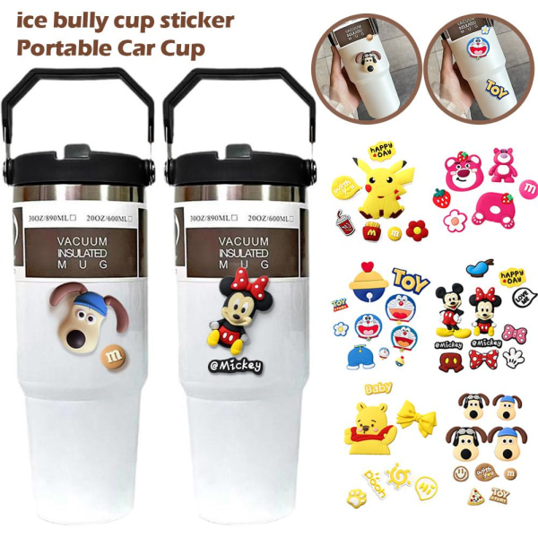 Ice Bully Cup Sticker Vattenkopp Mjukt gummitillbehör Mickey 1set