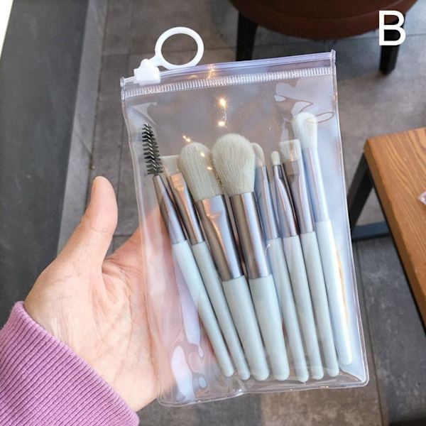 8-delad minisminkborste set ögonskuggborste foundation smink black 1pcs