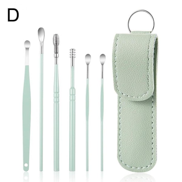 6X/Set Öronrengörare Vaxborttagningsverktyg Öronvaxavlägsnande Rengöringsverktyg green One-size