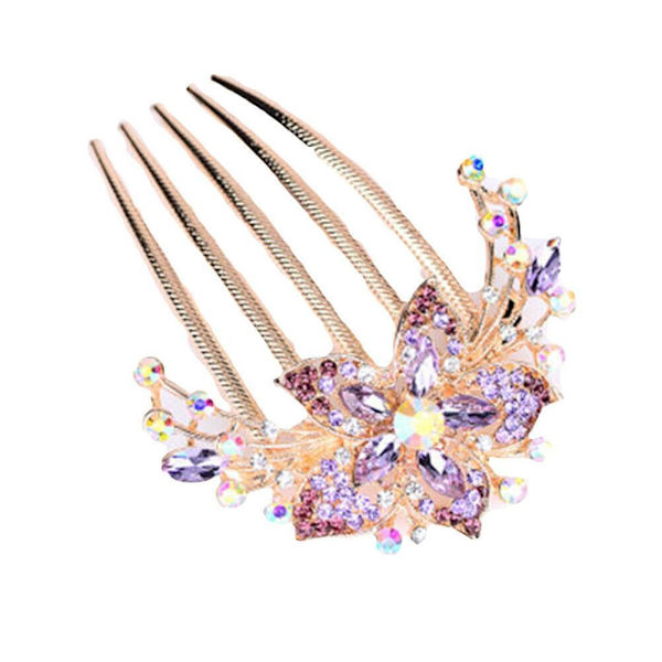 Elegant Dam Rhinestone Inlagd Blomma Hårkam Hårnål Huvudbonad Hot C5 J4 J5O8 null D