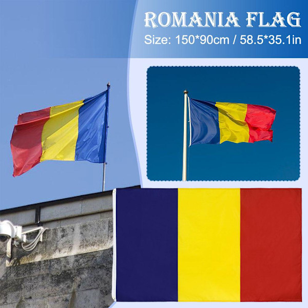 Rumänska flaggan i 90*150cm Polyester Symboliserar Blå & Tapperhet S