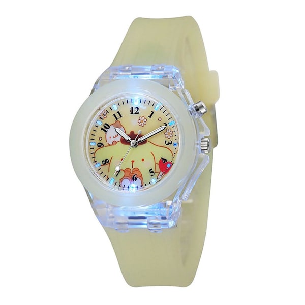Söt Tecknad Barn Lysande Klocka Jelly Melody Led Quartz Klocka Gåvor Elementär Silikon Flickor Z7e2 Yellow One size