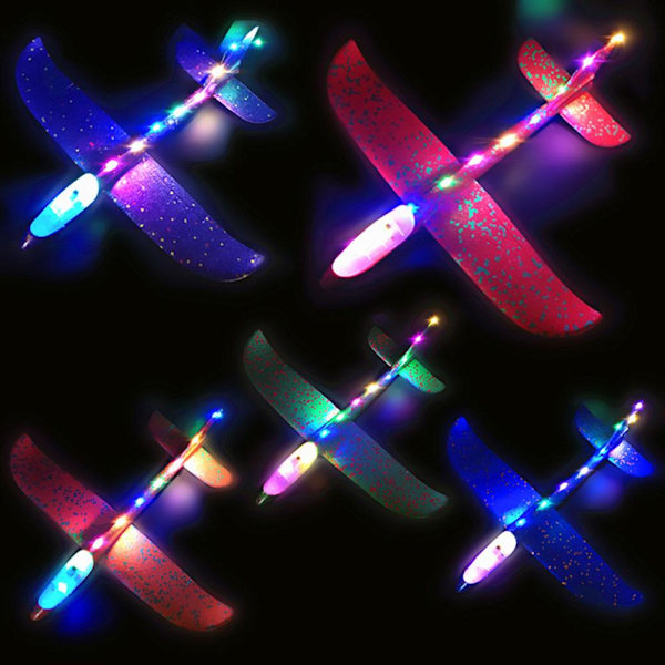 Stor LED-blixt Foam Plane Glider Hand Kasta Ljus Tröghet AirPla red one-size