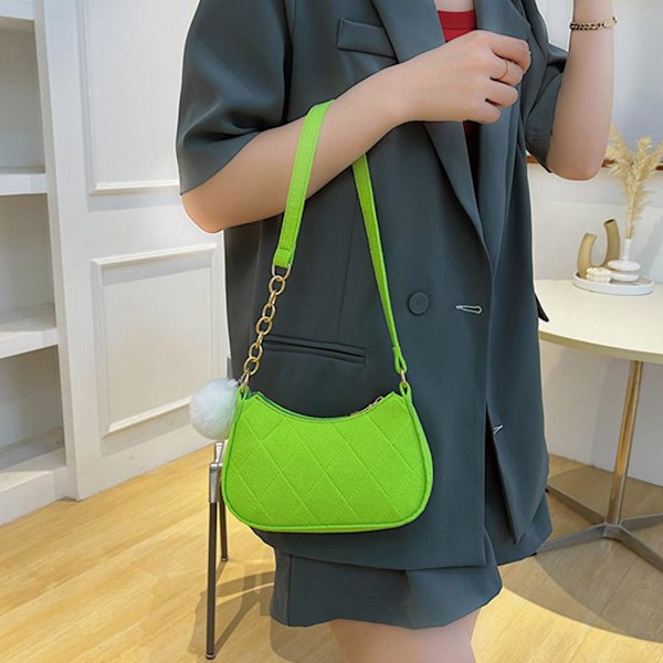 Sommar Ny Stil Enfärgad Pälsbollsväska Dam Liten Fräsch Fe Khaki One size