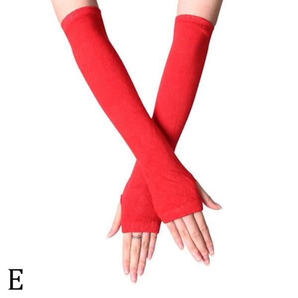 Unisex långa fingerlösa handskar handskar armärm randig bomull W red One-size