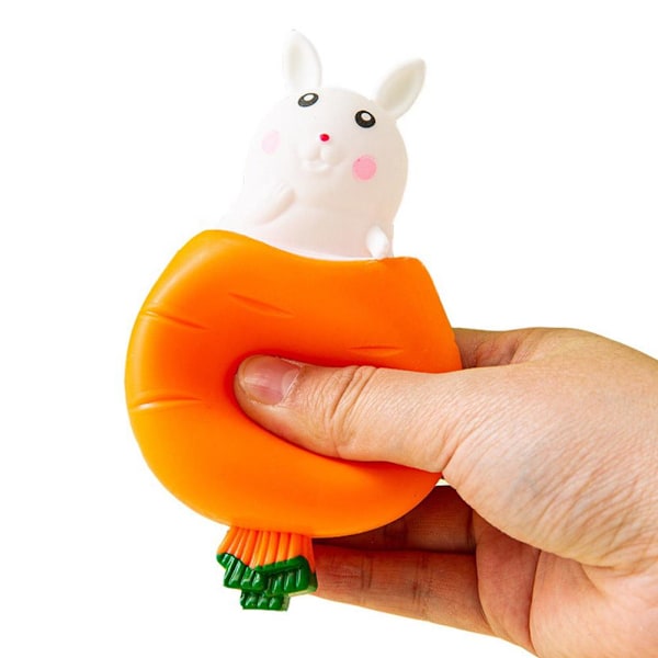 Kläm Fidget Leksak Mjuk TPR Dekompressionsleksak Morot Kanin Fidget Klämleksak X0R4