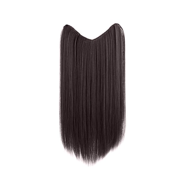 Hårförlängning Lång Rak Clip In One Piece Färg Syntetisk Hårstycke Lo A2F6 brown black 60CM