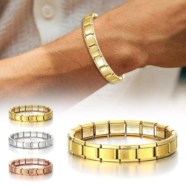 Italienskt modulärt klockarmband i rostfritt stål och amerikansk skarvning avtagbart elastiskt D0K3 Rose golden 1pcs