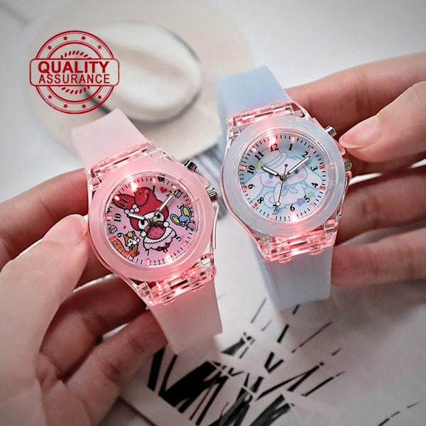Söt Tecknad Barn Lysande Klocka Jelly Melody Led Quartz Klocka Gåvor Elementär Silikon Flickor Z7e2 Pink One size