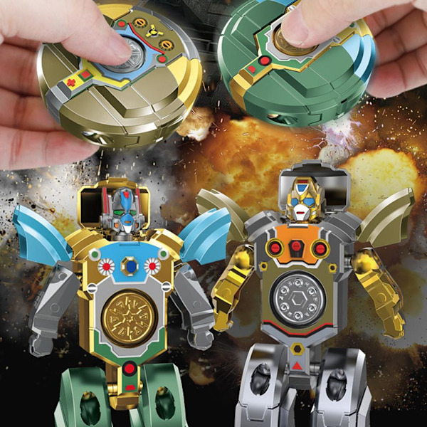Barn Förvandlar Dinosaurie Mecha Tank Robot Kreativ Spinner Fidget Dekompression Fingertopp U5w1 green 1pcs