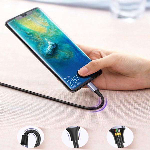 Datalinje rätvinkel USB C till USB Typ C-kabel Snabbladdning 12 blackC 200cm