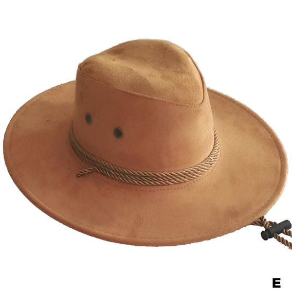 Hjortskin Sammet Hatt Herr Stor Fjäder Fjäder Dun Western Rop brown 58-60cm