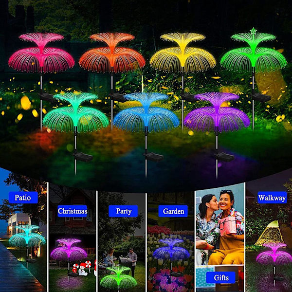 1/4 st Solar Power Trädgårdslampor LED 7Colour Change Jellyfish St B one size 2pcs