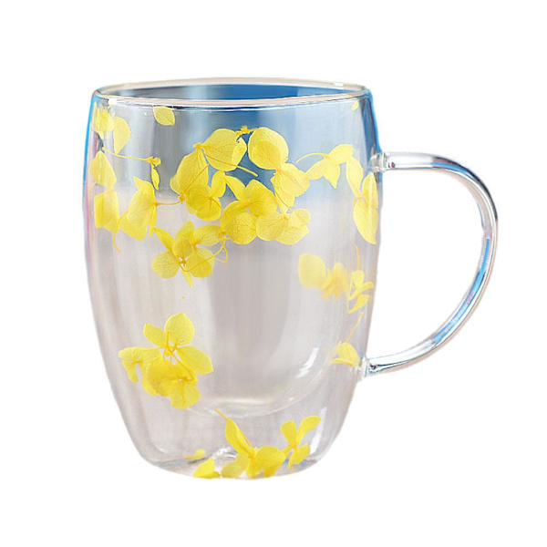 Torkad blomma glaskopp dubbelskiktsglas behåller värmeisolering med hand G8W6 Red 350ml