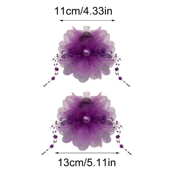 Blommig hårnål Pion Blomma Tofs Gripklämma Fluffig Hajklämma Nyår I7U3 Blue 13CM